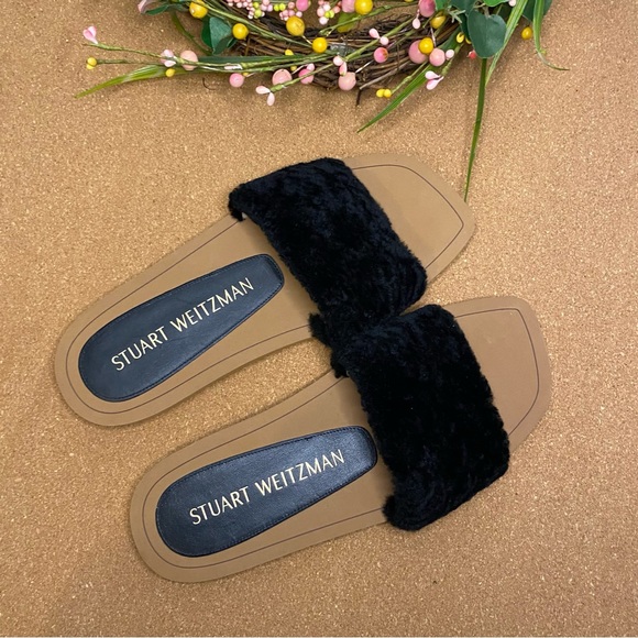 STUART WEITZMAN CAMMY SHEARLING SLIDES - Picture 5 of 9